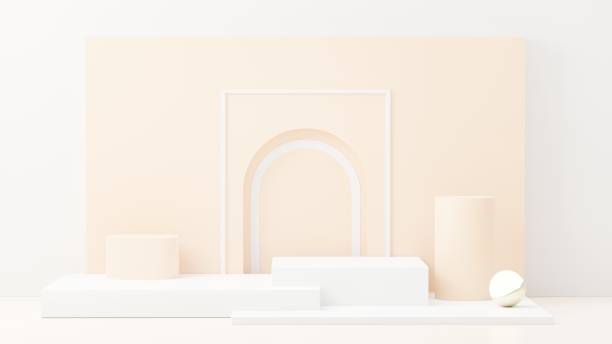 istock 3d render abstract display podium platform for  product presentation and advertising. Minimal scene backdrop with clean design. Vacant pedestal for mock up. Empty stage with pastel color for cosmetic. 1433505249