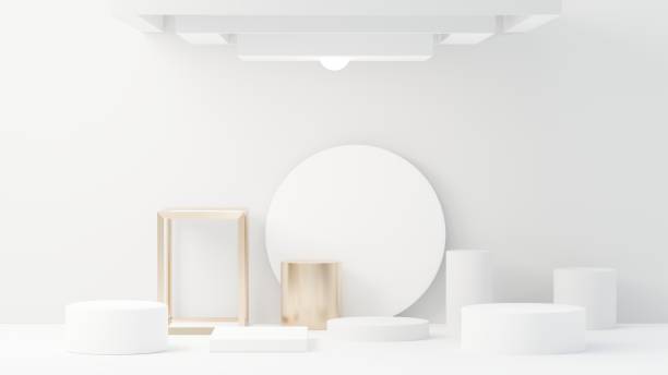 istock 3d render abstract display podium platform for  product presentation and advertising. Minimal scene backdrop with clean design. Vacant pedestal for mock up. Empty stage with pastel color for cosmetic. 1433505265