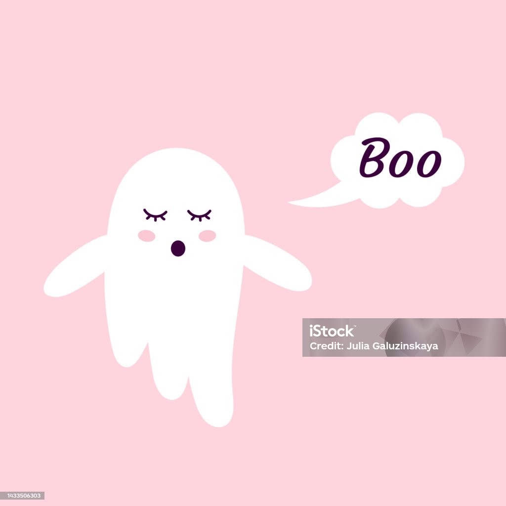 Con Ma Halloween Dễ Thương Với Bong Bóng Lời Nói Boo Nhãn Dán Cho ...