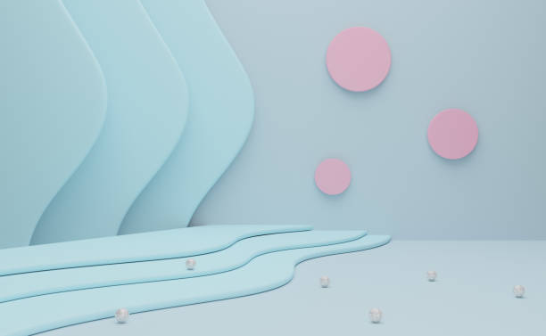 istock Podium empty with geometric shapes  in sky blue pastel composition for modern stage display and minimalist mockup ,abstract showcase background ,Concept 3d illustration or 3d render 1433508191