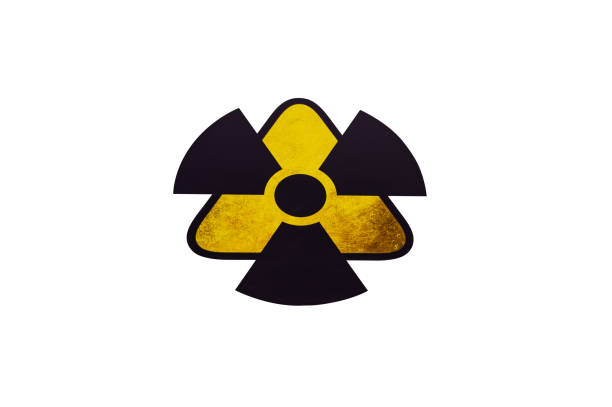Radiation hazard zone sign isolated on white background. Radiation pollution. Nuclear danger. Zone of nuclear destruction. Warning sign. Attention is dangerous. Isolated on white background.