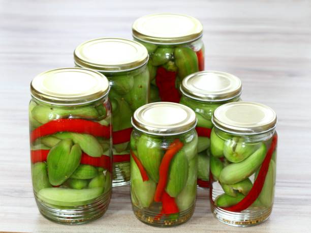 istock Homemade pickled achocha, Cyclanthera pedata, with chilli peppers 1433509089