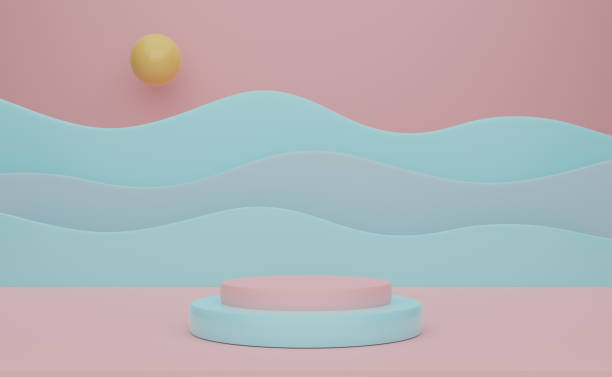 istock Podium with geometric shapes empty in pink composition for modern stage display and minimalist mockup ,abstract showcase background ,Concept 3d illustration or 3d render 1433509121