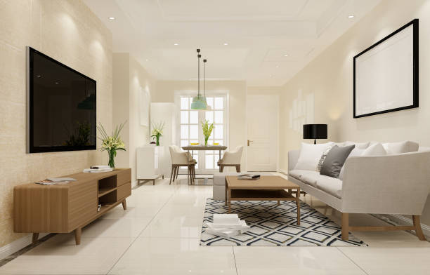 istock 3d rendering modern dining room and living room with luxury decor 1433510534
