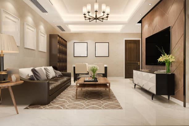 istock 3d rendering modern dining room and living room with luxury decor 1433510539