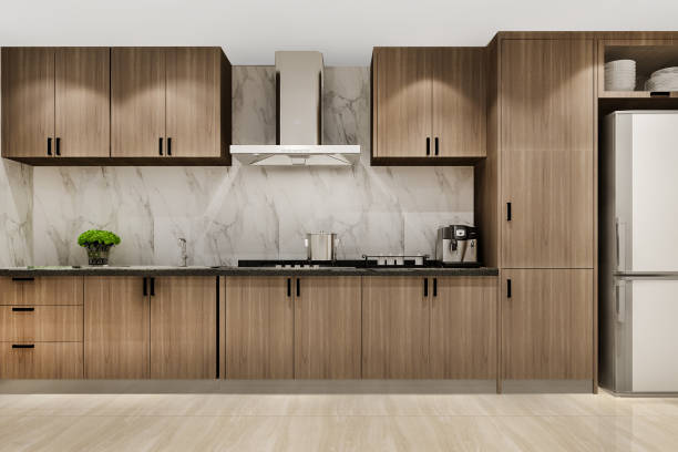 istock 3d rendering white minimal kitchen with wood decoration 1433510540