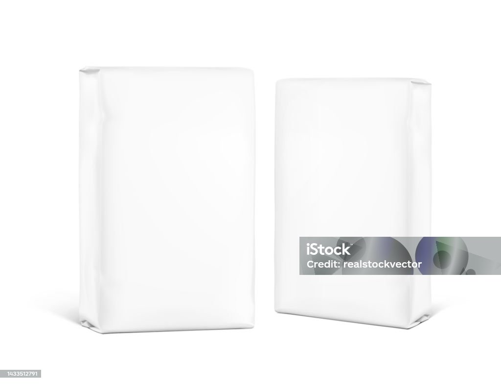 Package Backside Vertical Bag Package Mockups Front And Half Side View Stock ...