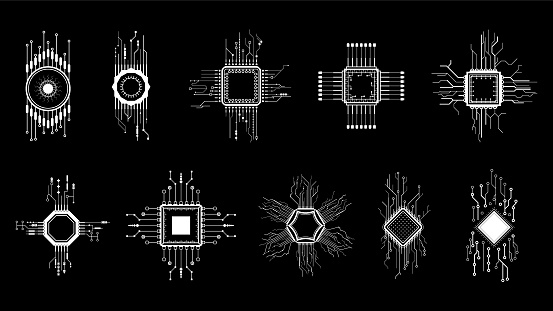 Lay Out Line Computer Science Set Abstract Collection White Simple Line Cpu Computer Technology ...