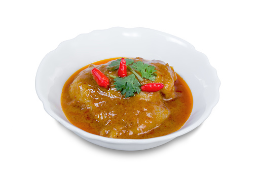 Chicken massaman curry isolated on white background,clipping path
