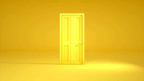 istock Closed yellow door with frame. 1433519276