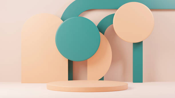 istock 3d render abstract display podium platform for  product presentation and advertising. Minimal scene backdrop with clean design. Vacant pedestal for mock up. Empty stage with pastel color for cosmetic. 1433523308