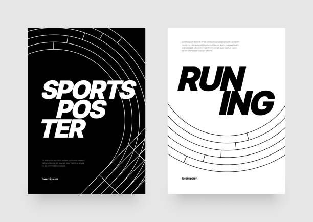 Layout template for events or business related. Vector layout template design for run, championship or any sports event. Poster design with abstract running track on stadium with lane. lane marker stock illustrations