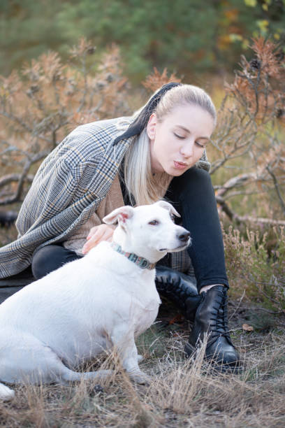 istock Young attractive woman playing with dog 1433526652