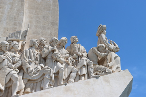 On August 23rd 2022, Belem in Lisbon , Portugal . After two years of pandemy, tourists come back to visit the beautiful European city and the monument to Vasco Do Gama