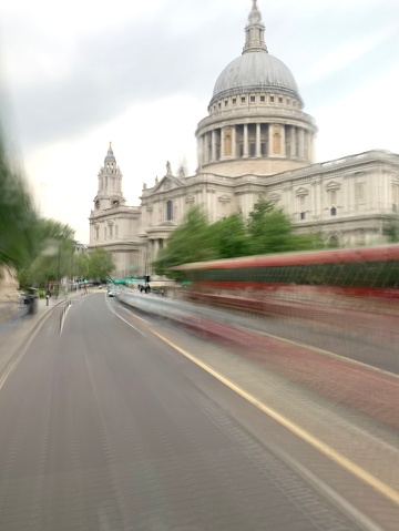 St. Paul's Cathedral with traffic motion blur