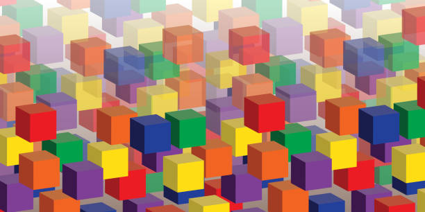 ilustraciones, imágenes clip art, dibujos animados e iconos de stock de cubos 3d patrón geométrico fondo - textile purple translucent backgrounds
