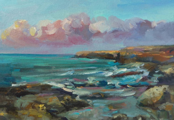 istock Sea stones oil painting. 1433535602