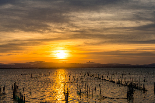 Sunset over Albufera lake, Valencia-Spain