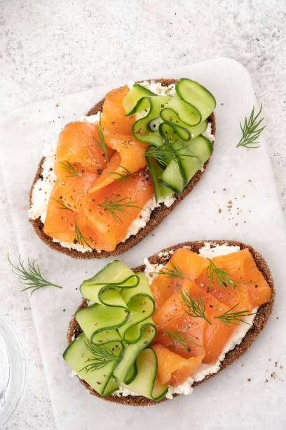 istock open sandwiches with salted salmon 1433541253