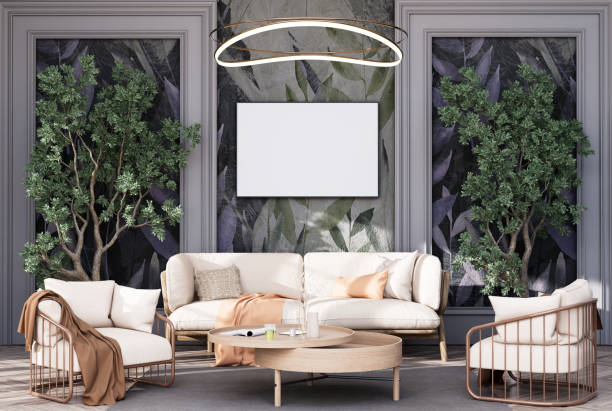 istock Mock up poster frame in modern interior fully furnished rooms 1433541429