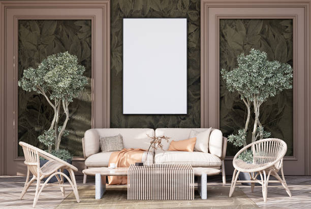 istock Mock up poster frame in modern interior fully furnished rooms 1433541590