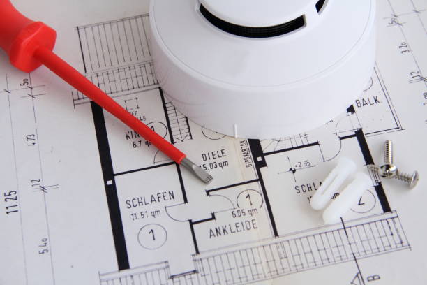 Smoke detector will be installed stock photo