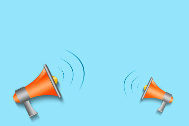 istock Two megaphones pointing in different directions. To attract attention. Discounts. News. copy space. Business. Finance. Lifestyle. 1433545211