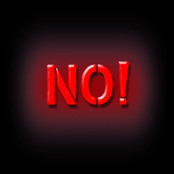 istock No. Red neon word isolated on black background. Negation. 1433545235