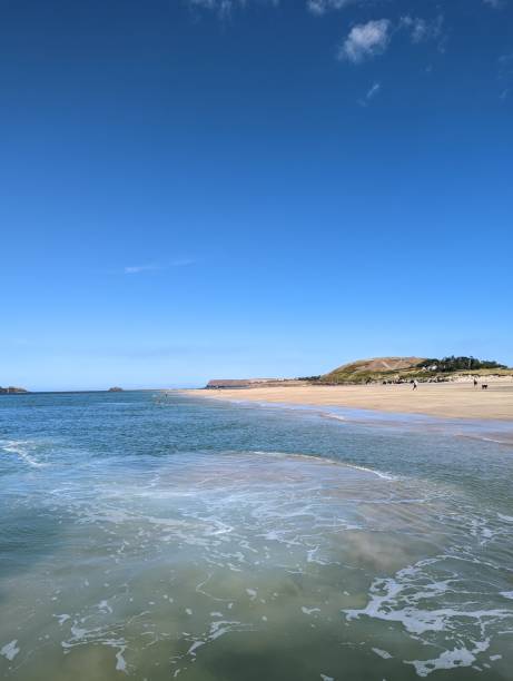 istock Sea waves crashing on a sandy beach on a sunny day 1433548493