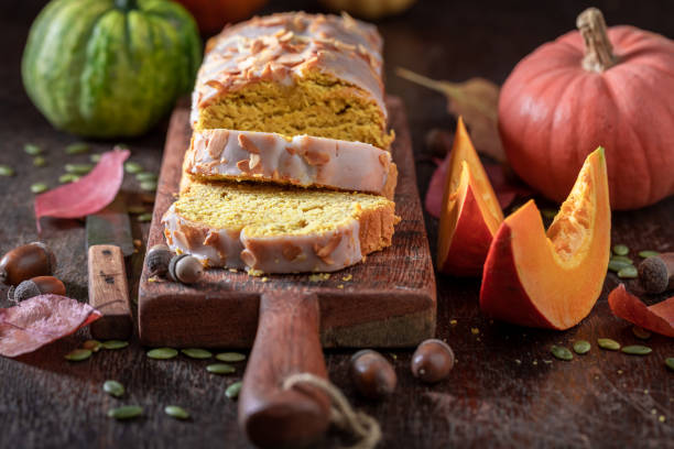 istock Sweet pumpkin pound cake as ready to eat fall dessert. 1433548881