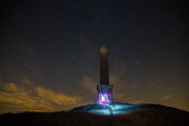 istock Tower under colorful lights against a mesmerizing starry sky 1433549062