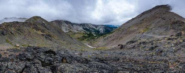 istock Panoramic view of rocky valley between hills under cloudy sky 1433551429