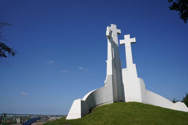 istock Monument of Three Crosses in Lithuania captured against a blue sky 1433551500