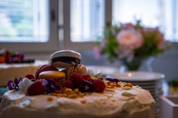 istock Shallow focus shot of a cake with macaroons 1433552832