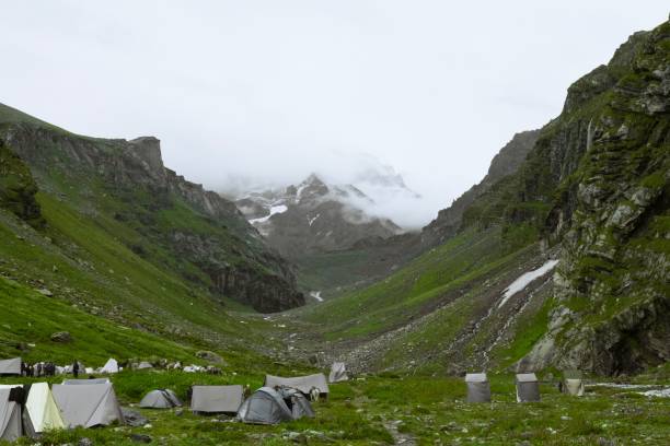 istock Tents on hills in Hampta Pass, India 1433553055