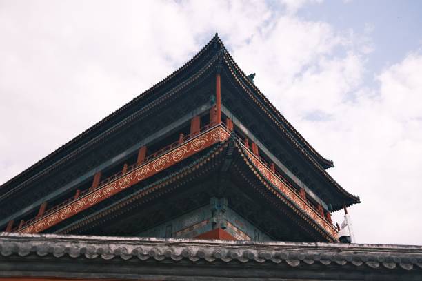 istock Low-angle view of the Drum-tower under the cloudy sky in Beijing 1433554619