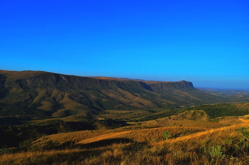 A scenic view of Serra da Canastra National Park in Brazil on a sunny day