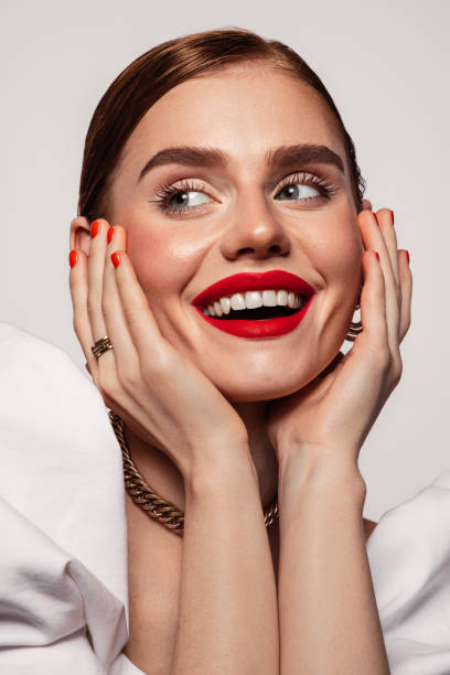 Beautiful emotional woman with bright make-up