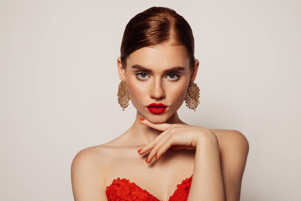 Beautiful emotional woman with bright make-up