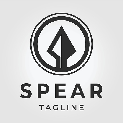 Minimal Emblem Spear Sparta Logo Vintage Vector Illustration Design