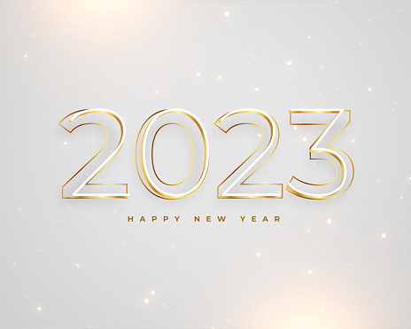 line style 2023 golden and silver text for new year background vector