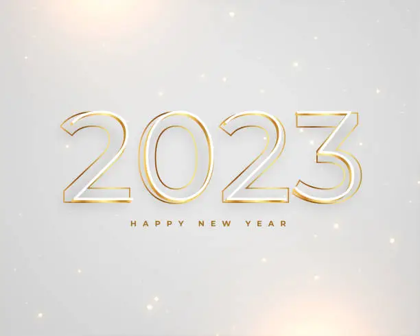 Vector illustration of line style 2023 golden and silver text for new year background