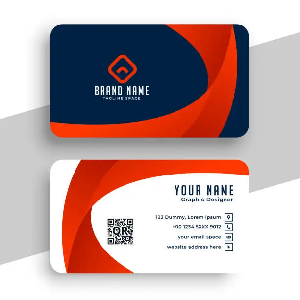 Vector illustration of Abstract blue and red modern business card template