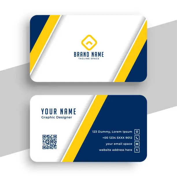 Vector illustration of Blue and yellow elegant business card template