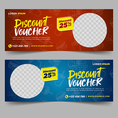 Food gift voucher, discount design template vector illustration