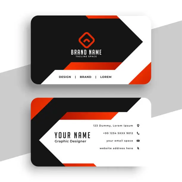 Vector illustration of Corporate black and red modern business card template