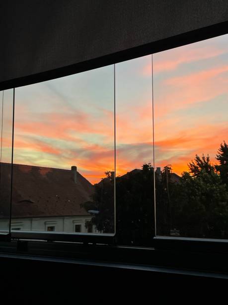 istock Beautiful sunset from the window. 1433562756