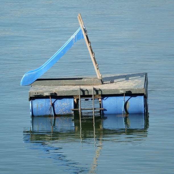 istock Blue slide with staircases in sea 1433565340