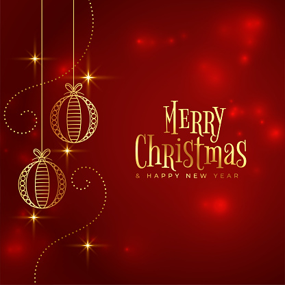 nice merry christmas event red background with golden decoration