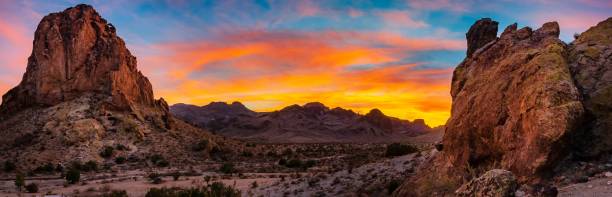 istock Panoramic of Arizona desert and cliffs captured at sunset 1433567859